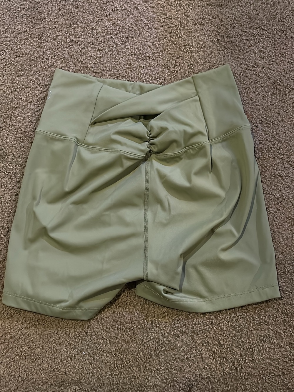 Women's Olive Green High-Waist Active Shorts Medium
